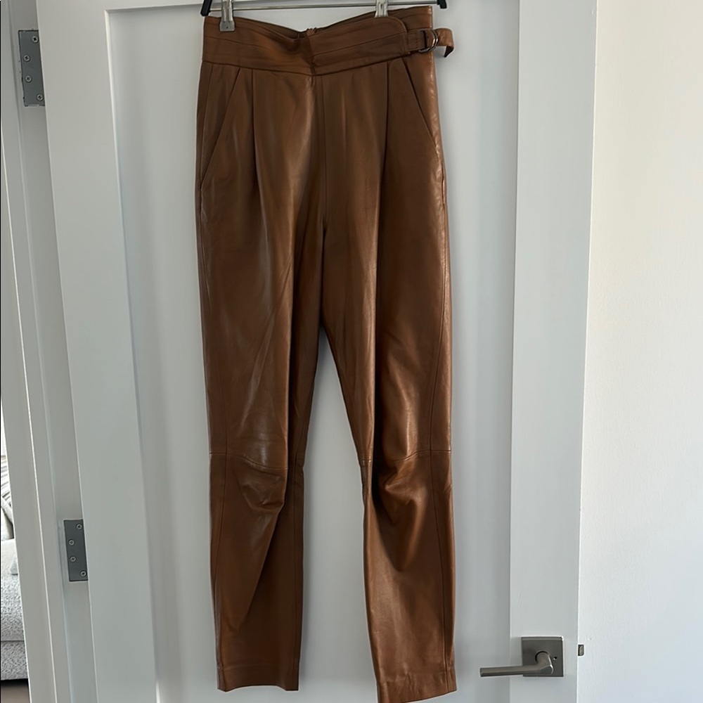Brown Leather Pants real leather French connection size 6